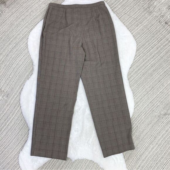 JM Collection Petite Plaid Straight Leg Dress Pants Trousers Brown Maroon 10P - Picture 2 of 9